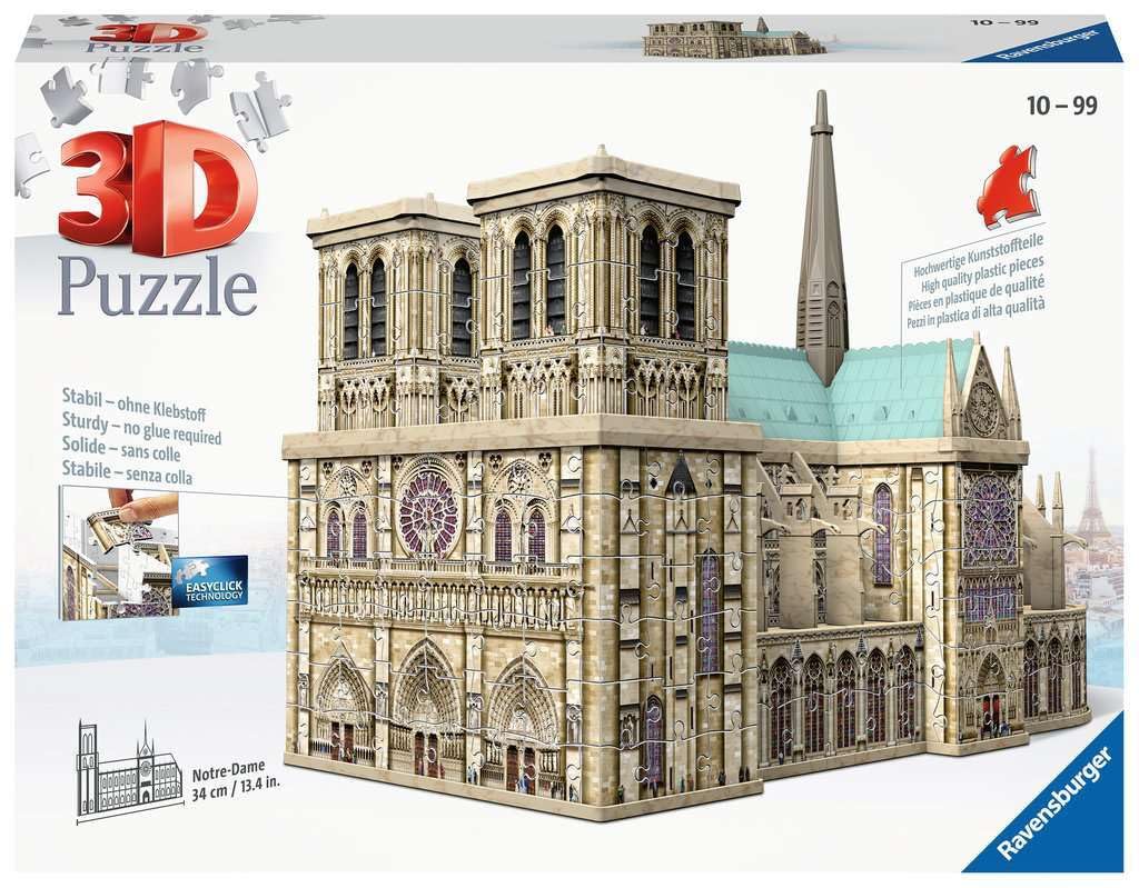 Ravensburger 3D Puzzle 12523 - Cathédrale Notre-Dame de Paris - 324 Teile - Notre-Dame zum selber Pu