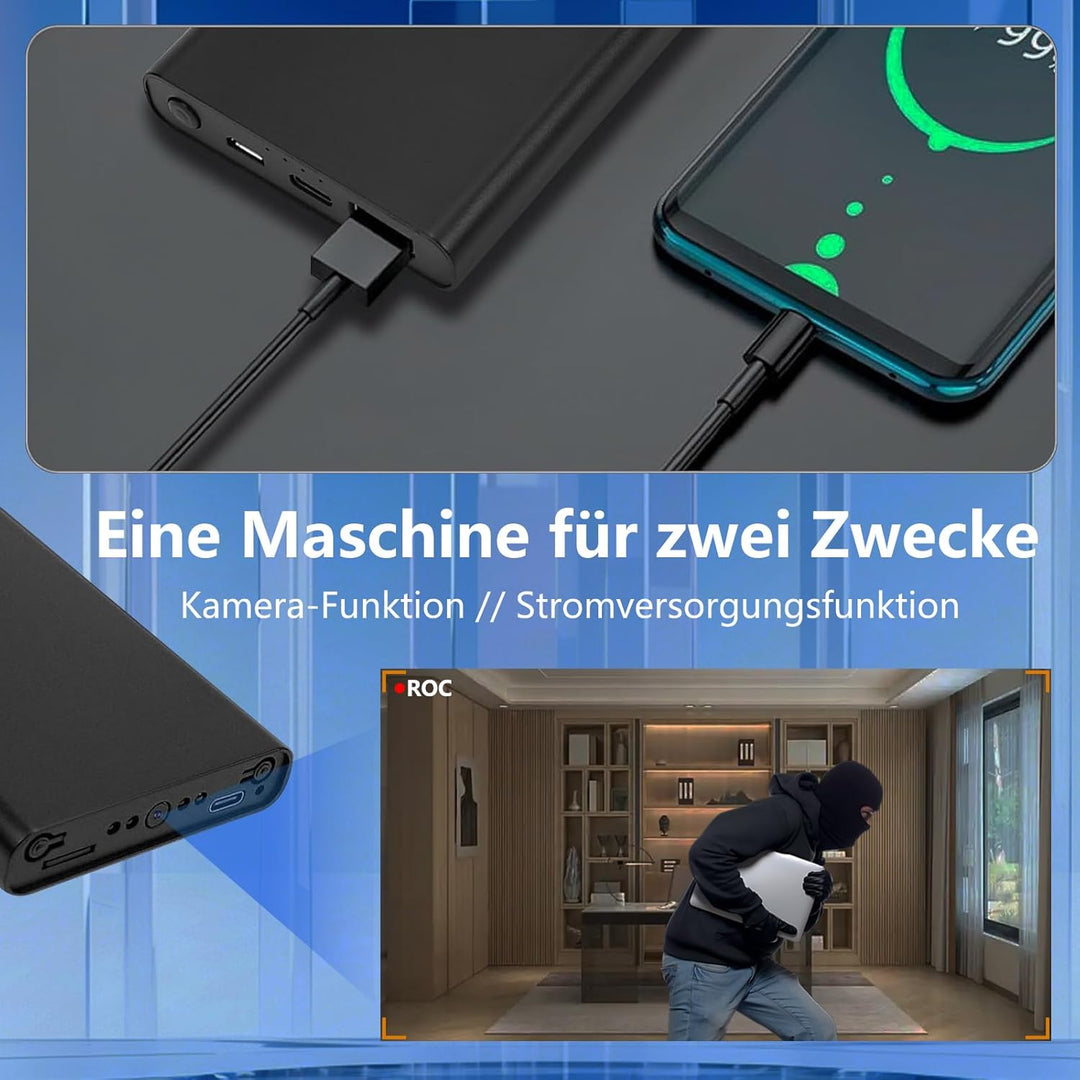 Mini-Kamera,Sicherheitskamera, HD1080P-Indoor/Outdoor-Überwachungskamera,55 Stunden AufnahmezeitMit