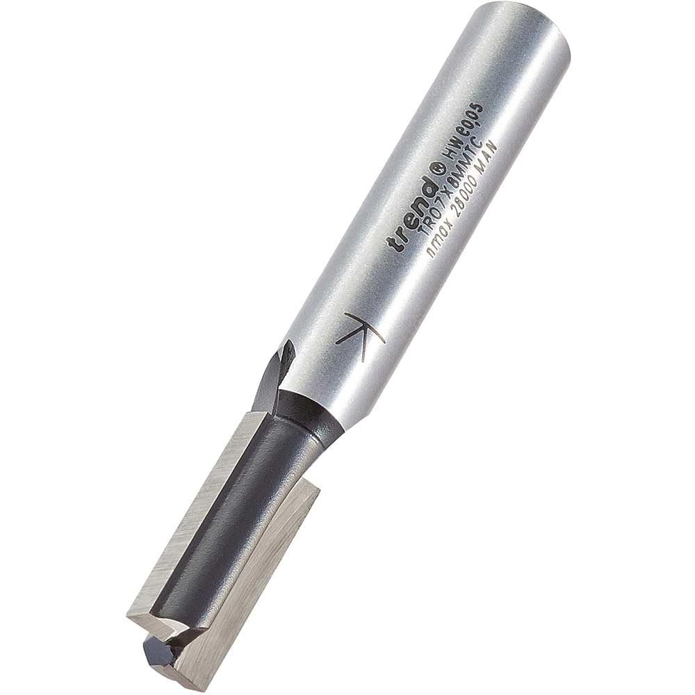 Trend Trade Zweischneidiger Fräser, 8 mm Schaft, 8 mm Schnittdurchmesser, 19 mm Schnittlänge, Hartme