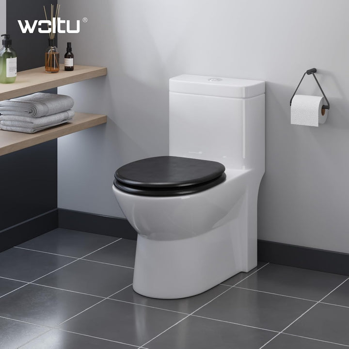 WOLTU Premium WC-Sitz Toilettensitz mit Absenkautomatik, MDF Holzkern, Softclose Scharnier, Desgin D