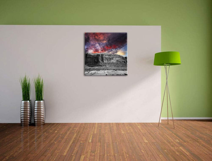 Pixxprint erschlagendes Monument Valley als Leinwandbild Quadratisch/Grösse: 70x70 / Wandbild/Kunstd