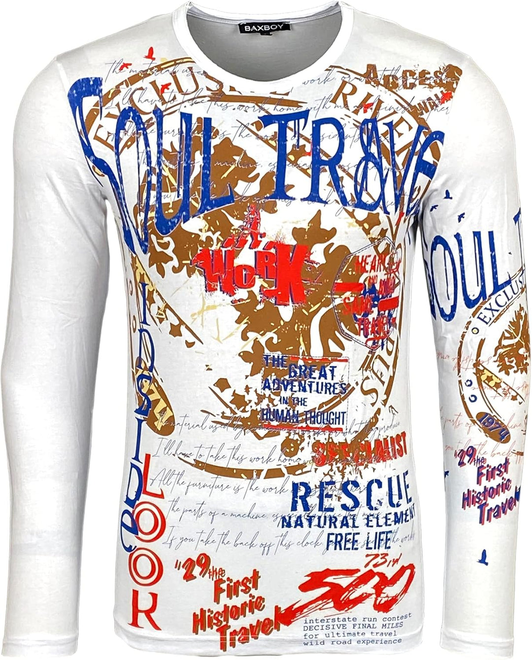 Herren Longsleeve T-Shirt Moderner Männer Langarmshirt Langarm Sweatshirt 704 L Weiss, L Wei&amp;