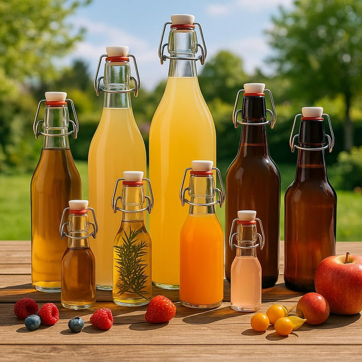 hocz 6er Set Bügelflaschen Bügelflasche Glasflaschen 750ml mit Bügelverschluss zum Selbstbefüllen in