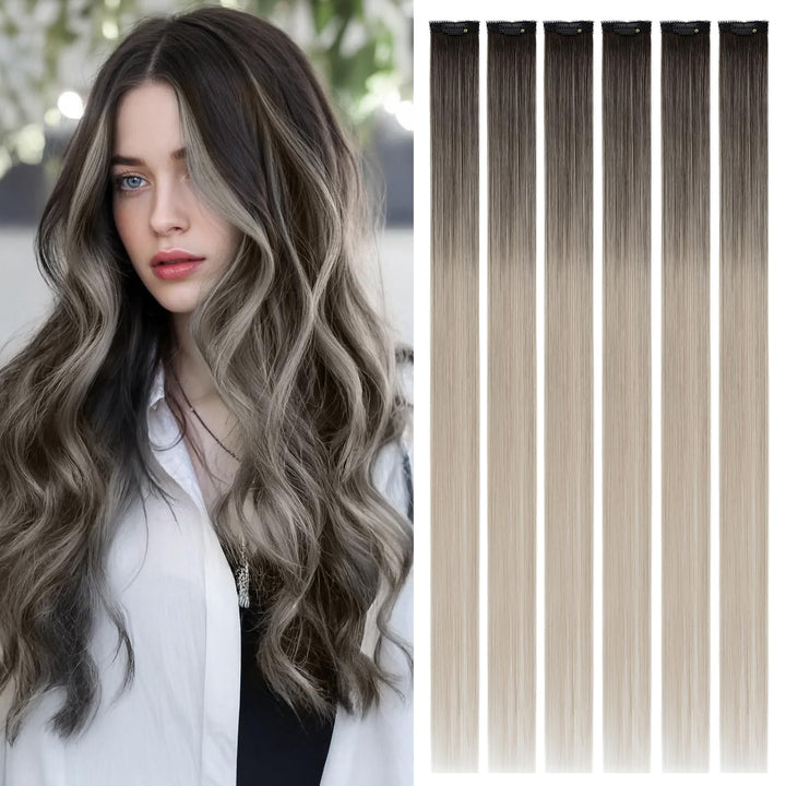 Benehair Clip in Extensions Echthaar, 6Pcs Clip Echt Haar Extension, Einzelclip Echthaar Extension C