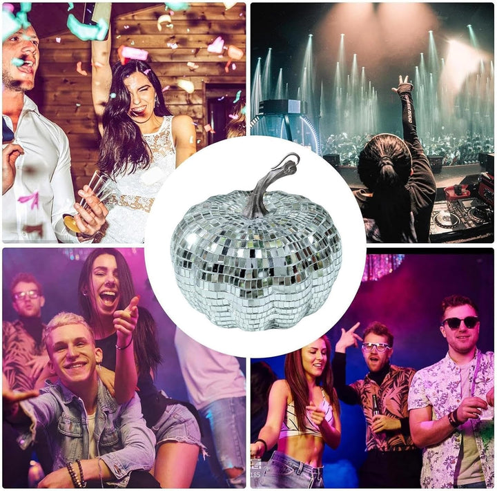 Zyntora Glitzer-Disco-Kürbis, Disco-Kugel-Kürbis Halloween | Künstliche Discokugel in Kürbisform, kü