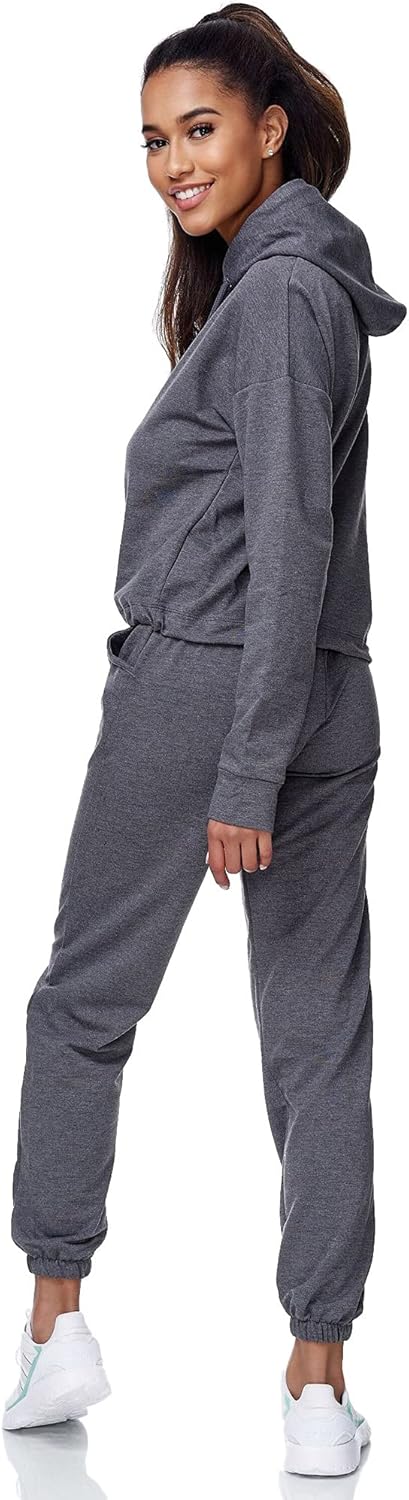 Tazzio Damen Jogginganzug Trainingsanzug Sport Freizeit Hoodie &amp; Jogginghose F200, Anthrazit