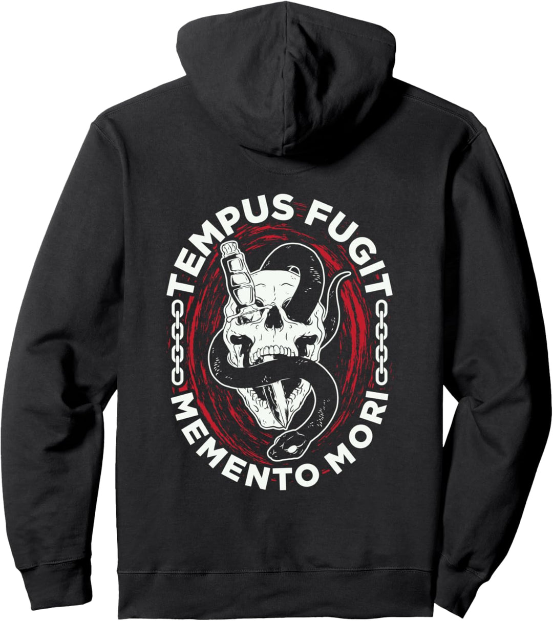 Tempus Fugit Memento Mori Schädel Artwork Latin Phrase Pullover Hoodie