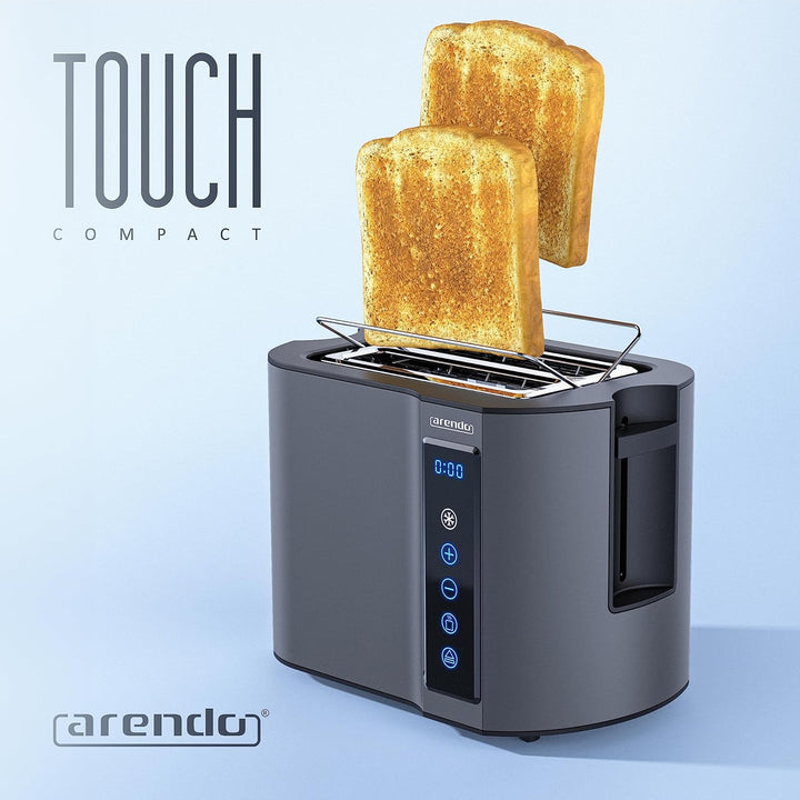 Arendo - Touch Toaster 2 Scheiben Edelstahl - Touchpanel - digital Display Restzeitanzeige - 800 W –