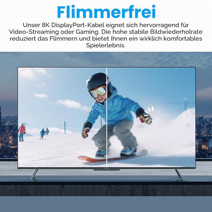 8K DisplayPort Verlängerungskabel 1,5M, DisplayPort 1.4 Stecker auf Buchse Kabel, DP auf DP Verlänge