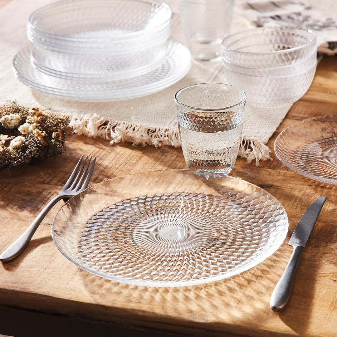 Luminarc Pampille Clear Geschirrset aus Glas, 18 Stück - 6 Personen, transparent