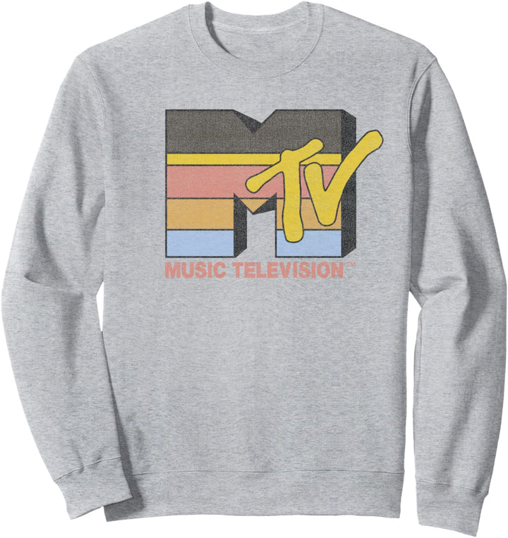 MTV Retro Striped Bold Logo Sweatshirt