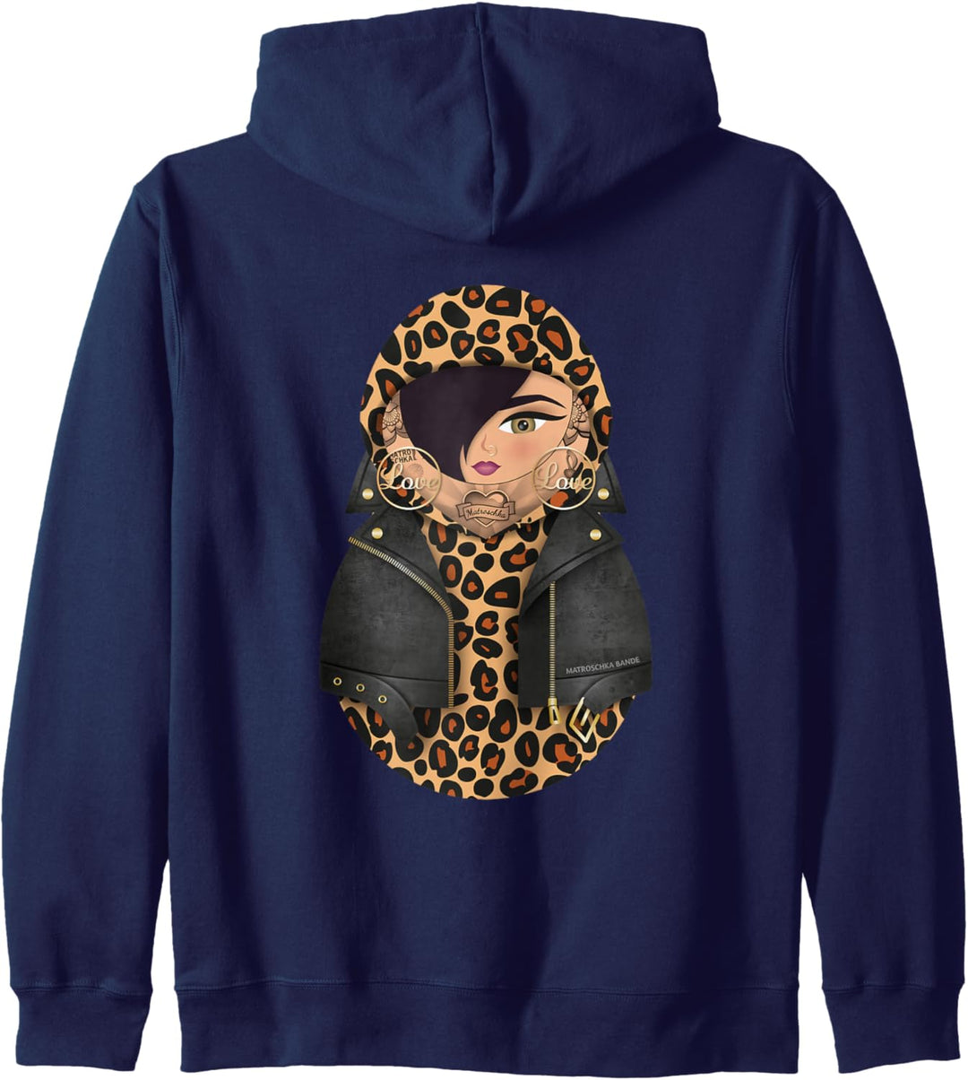 Matroschka Katja / Rockabilly / Leoprint / Animal Print Kapuzenjacke