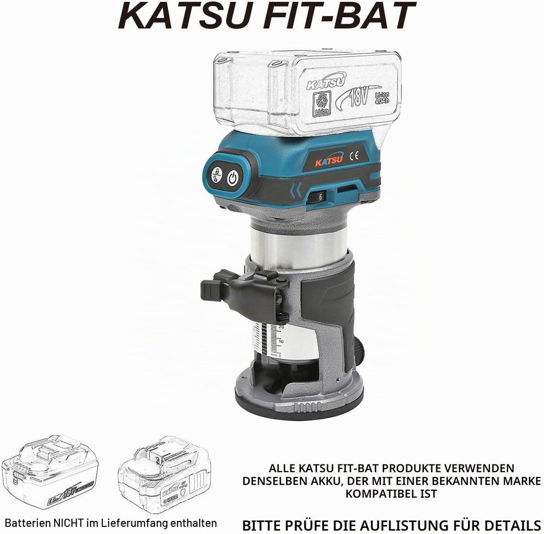 KATSU FIT-BAT 21V Brushless Akku-Holztrimmer Laminator Router Joiners Werkzeug, bürstenloser Motor,