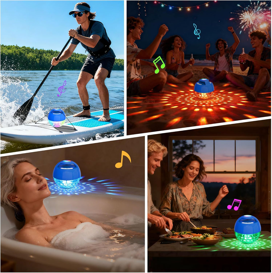 KingSom 2026 Pool Lautsprecher mit Oberlichter,Bluetooth Pool Lautsprecher IP68 wasserdicht Pool Mus