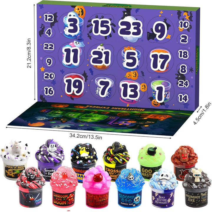 Funewest Slime Adventskalender 2025 – 24 Tage Halloween Schleim Countdown Kalender, Halloween und We