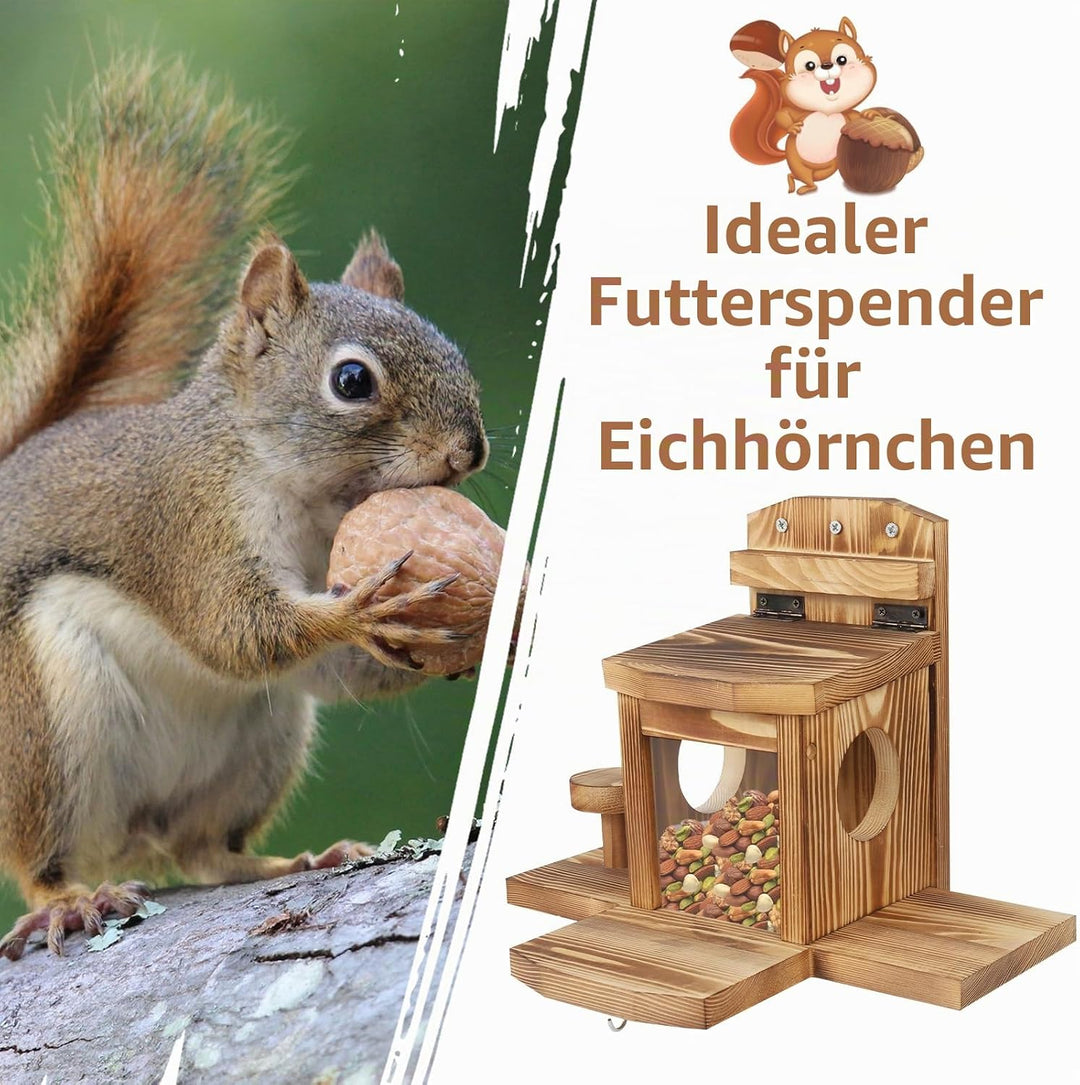 Diealles Shine Eichhörnchen Futterhaus, Eichhörnchen Futterstation Wetterfest, Langlebigen Holz Aufh