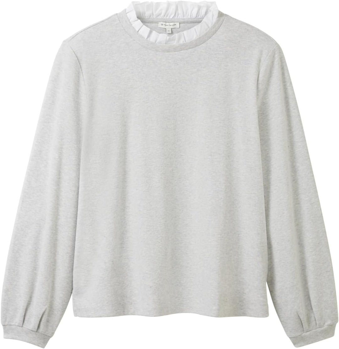 TOM TAILOR Damen Sweatshirt, 11951 - Whisper White Melange