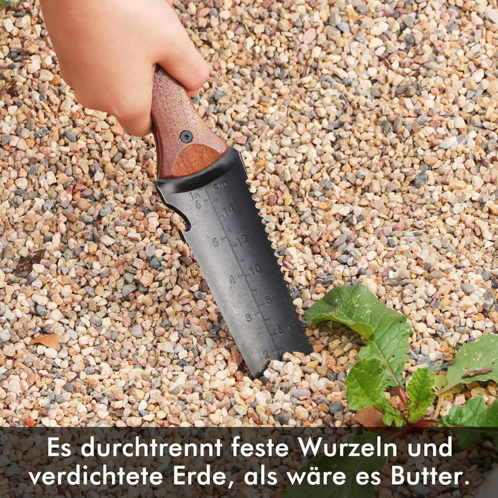 RESTMO Hori Hori Gartenmesser, doppelseitiges Gärtnermesser mit Sägezahnung | Doppelspitzendesign, E