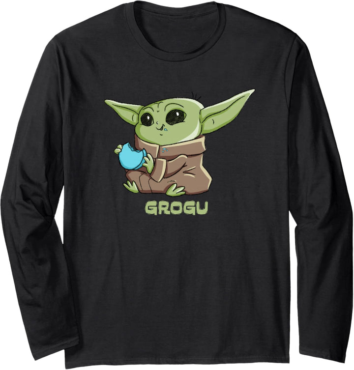Star Wars The Mandalorian The Child Grogu Blue Macaron Langarmshirt