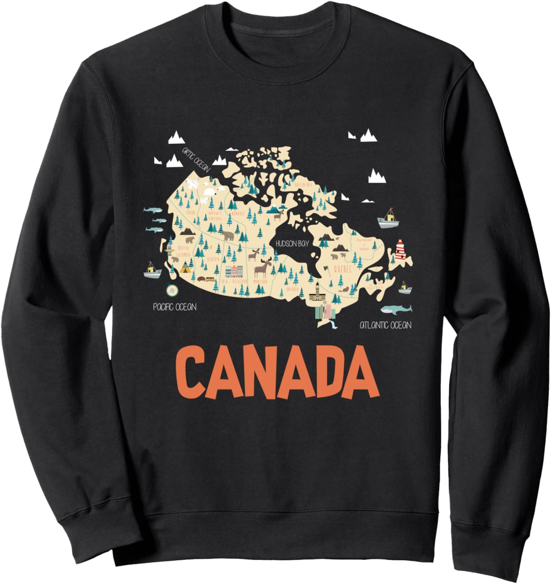 Kanada illustrierte Karte! Besuchen Sie Kanada Urlaub Sweatshirt