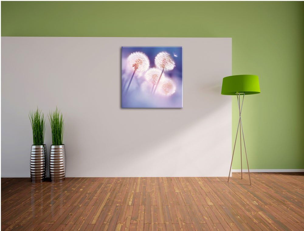 Pixxprint Pusteblumen im morgendlichen Wind als Leinwandbild/Grösse: 70x70 cm/Wandbild/Kunstdruck/fe