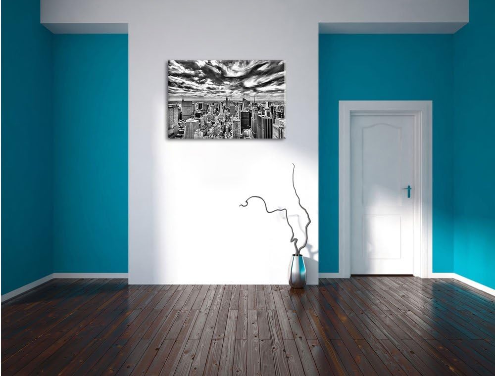 Pixxprint New York Skyline / 100x70cm Leinwandbild bespannt auf Holzrahmen/Wandbild Kunstdruck Dekor