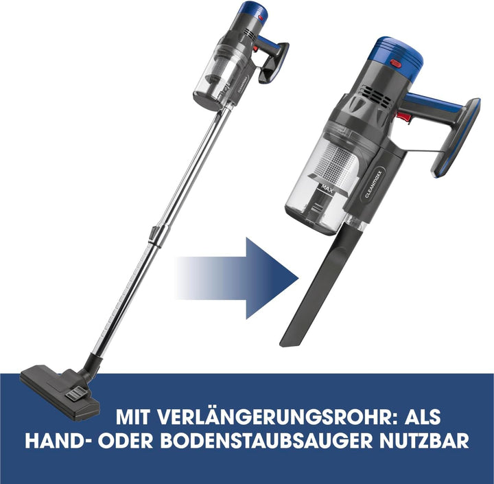 CLEANmaxx kabelloser Hand- und Bodenstaubsauger ohne Beutel | Starker Akku für bis zu 35 Min. Laufze