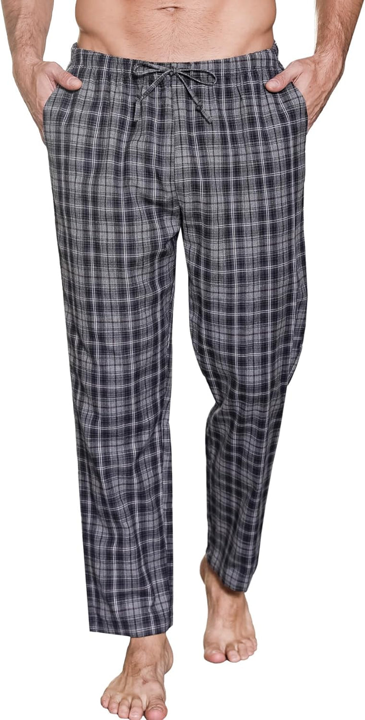 Herren Schlafanzughose Lang Baumwolle Karierte Pyjamahose Lounge Hose Pyjamaunterteil Freizeithose m