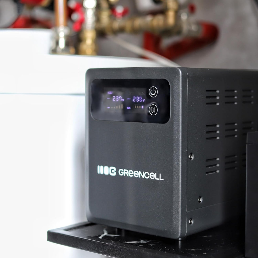 Green Cell USV 1200VA 800W PowerCore, Notstromversorgung mit LCD Display, AVR UPS mit Reiner Sinuswe