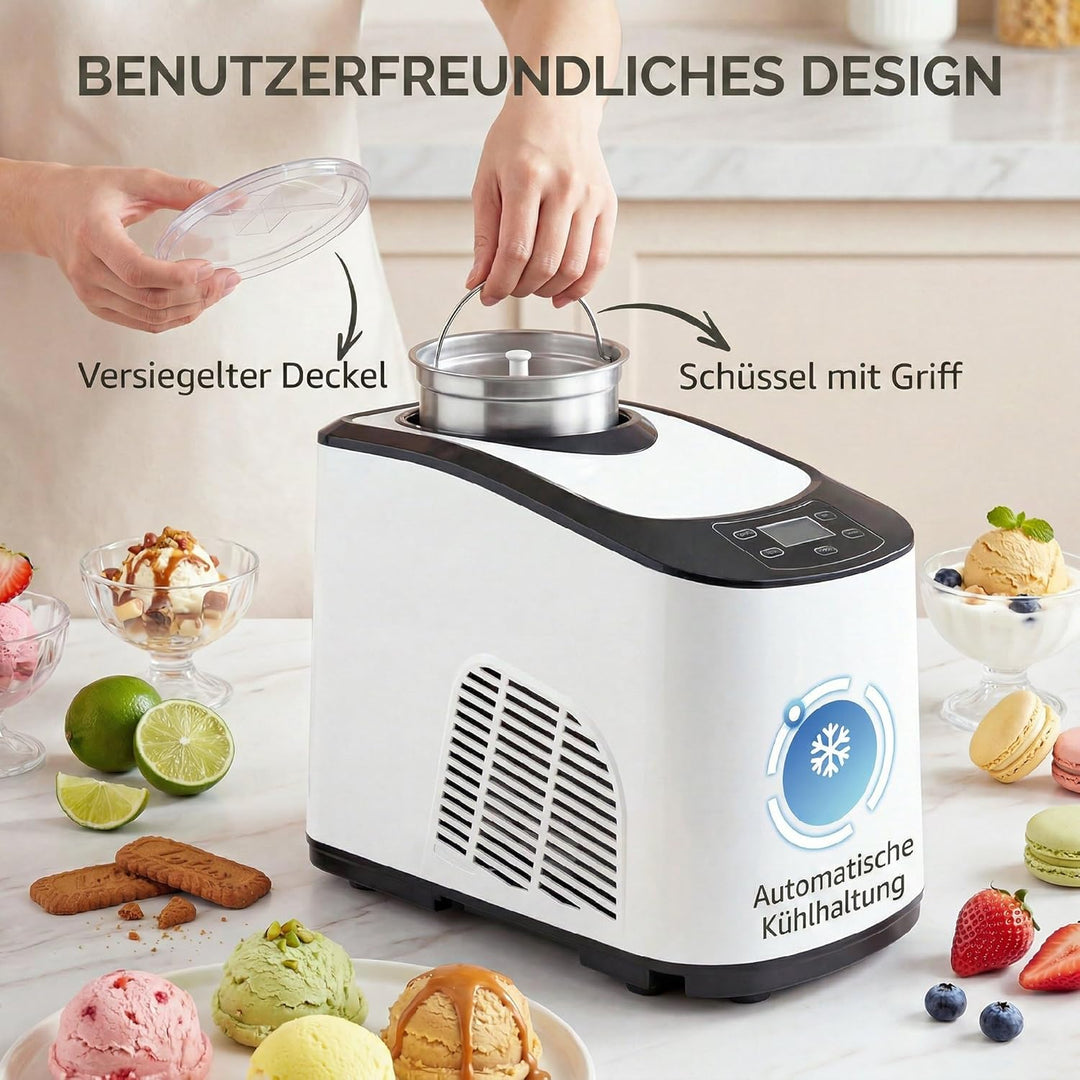 HOMCOM Eismaschine 1,5L Eiscrememaschine Speiseeisbereiter Frozen Eisbereiter Speiseeismaschine mit