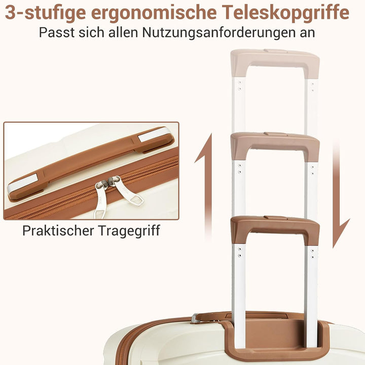 KONO Kofferset 3 Teilig Hartschale Leicht Polypropylen Koffer Handgepäck/Mittelgross/Gross Reisekoff