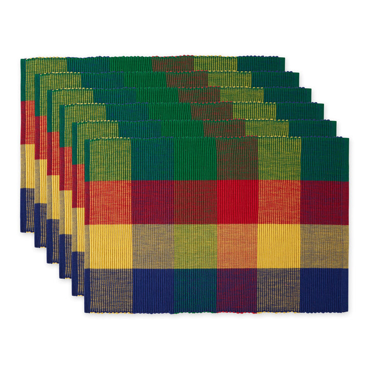 DII Basic Everyday Gerippte Tischset 100% Baumwolle Tischset 13x19 Summer Check 6-teilig Sommer Chec
