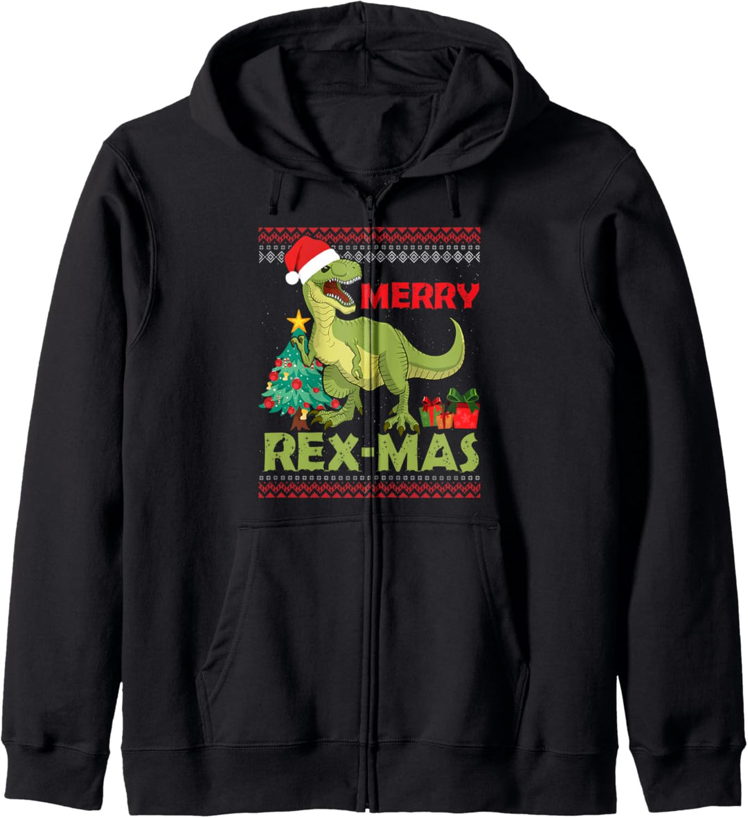 Ugly Christmas Lights Tree Rex Santa Rex Dino Outfit Kapuzenjacke