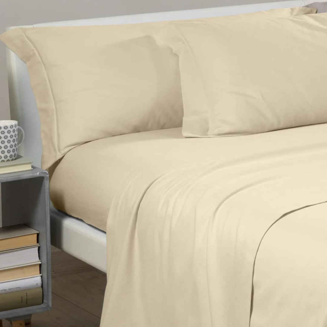 Caleffi - Bettwäsche-Set Einfarbig Flanell Einfarbig Einfarbig Elfenbein Einzelbett Elfenbein, Einze
