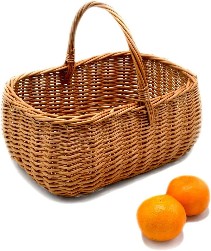 MyBer® Korb Weidenkorb Einkaufskorb Picknickkorb 33/23/13cm (27 mit Henkel) Stabiler Tragekorb aus W