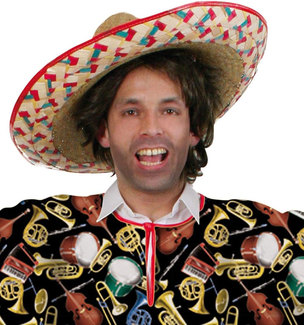 KarnevalsTeufel.de Sombrero-Set Mexikanerhüte in bunten Farben mit rotem Rand Rand - 5er Pack