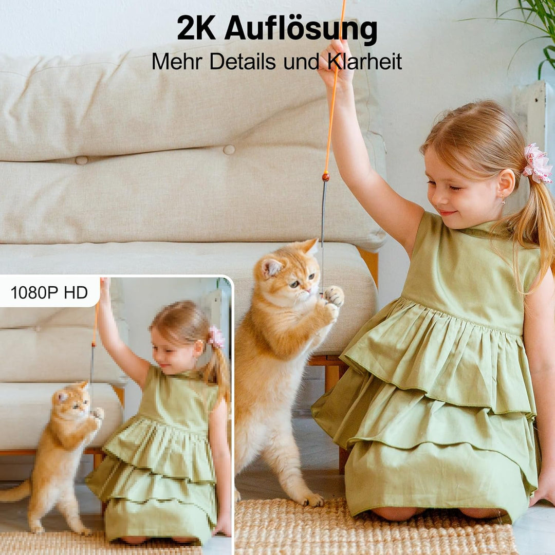 GALAYOU 2K Überwachungskamera innen, WLAN IP Kamera überwachung Indoor WiFi Camera,360°Hundekamera Z