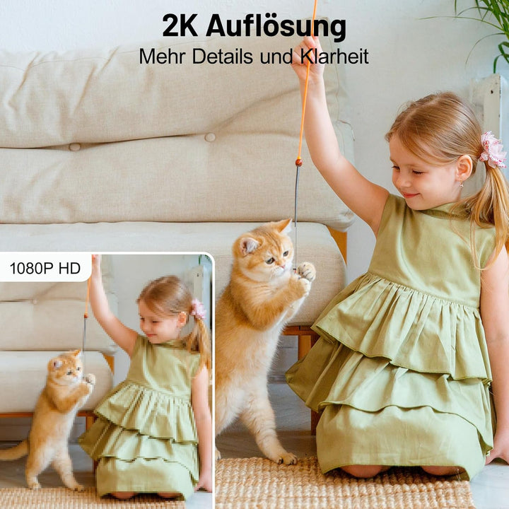 GALAYOU 2K Überwachungskamera innen, WLAN IP Kamera überwachung Indoor WiFi Camera,360°Hundekamera Z