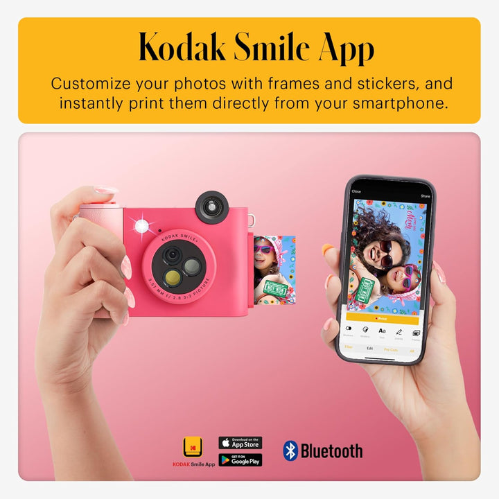 KODAK Smile+ 2-in-1 Digitale Sofortbildkamera & Bluetooth Fotodrucker Starterpaket + Weiche Tasche +