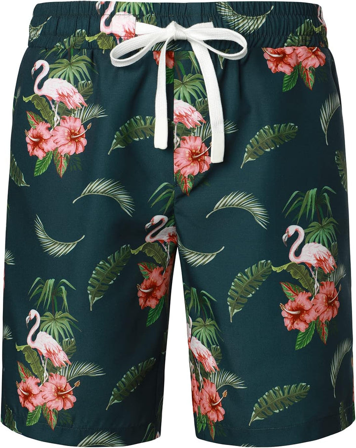 JOGAL Herren Hawaii Hemd Männer Flamingo Kurzarmhemd und Kurze Hose Set Strand Outfit Sommerhemd Für