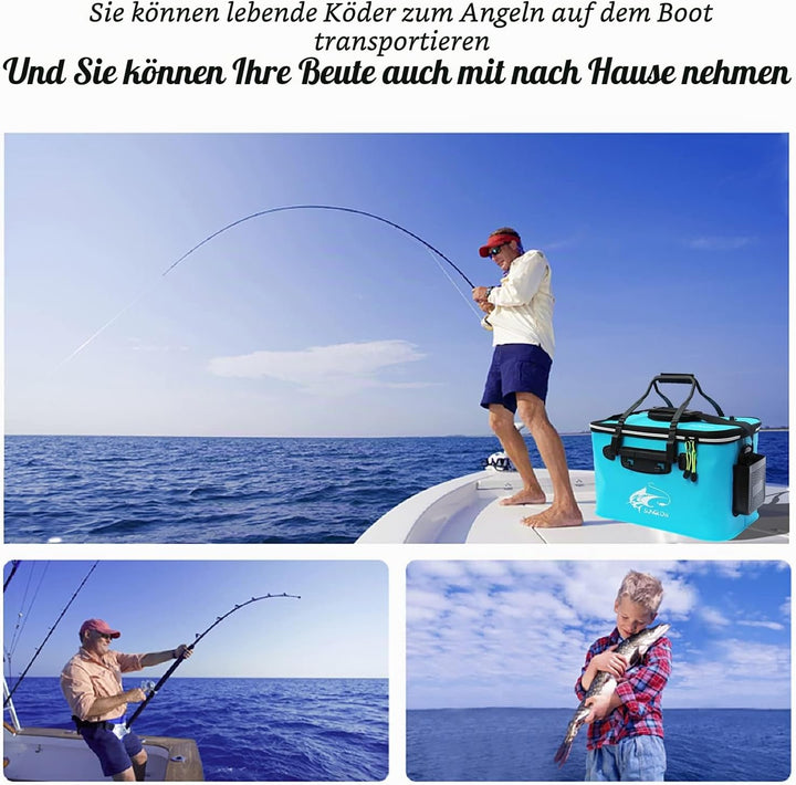 MMSGA Angeleimer, 23L/30L/38L Tragbarer Faltbarer Angelköder-Eimer，Multifunktionaler Behälter für le