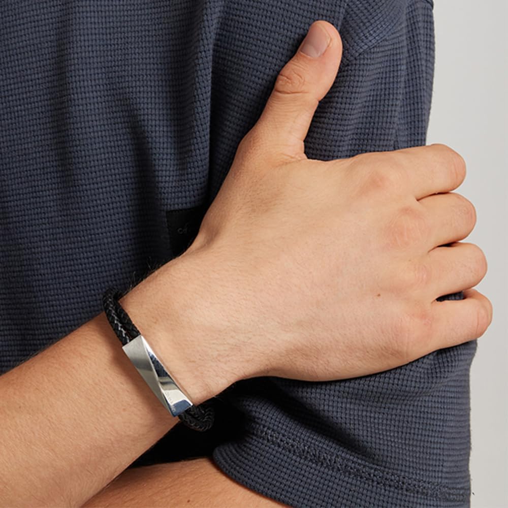 Calvin Klein Lederarmband für Herren Kollektion WRAPPED &amp; BRAIDED Black, Black