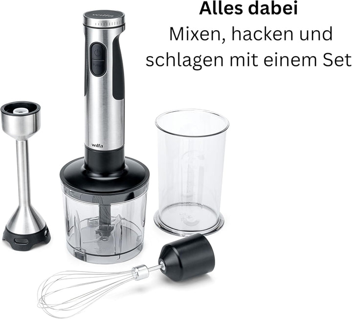 Wilfa FUSION 1500 Stabmixer - 3in1 Mixer, Schneebesen und Zerkleinerer - Zerkratzt keine Töpfe, Pfan