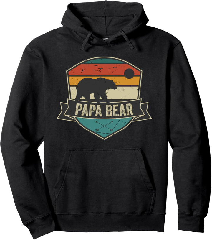 Vatertag Papabear Lustiger Papa Baby Bär Retro Vintage Pullover Hoodie
