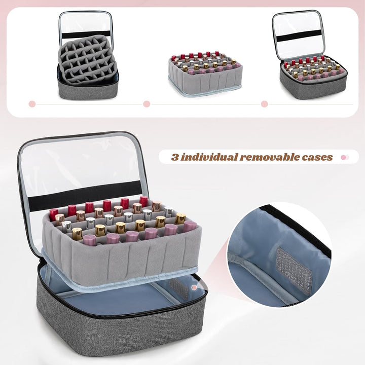 Luxja Kosmetik Trolley für 90 Flaschen Nagellack, Nagellack Koffer mit Rollen für Zubehör, Kosmetikk