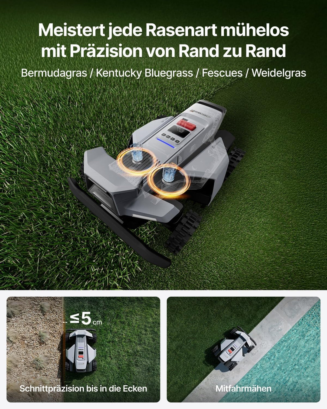 Segway Navimow X420 Mähroboter mit Garage X + 8 Sätze Klinge (separater Versand), für 2000 ㎡, Zero-T
