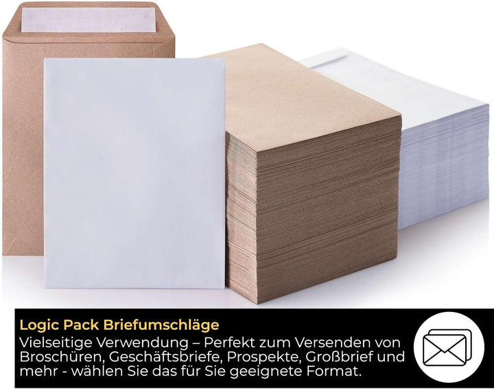 1000 Briefumschläge ohne Fenster DIN C5 Umschläge Weiss haftklebend 162 x 229 mm 80g/m² Versandtasch