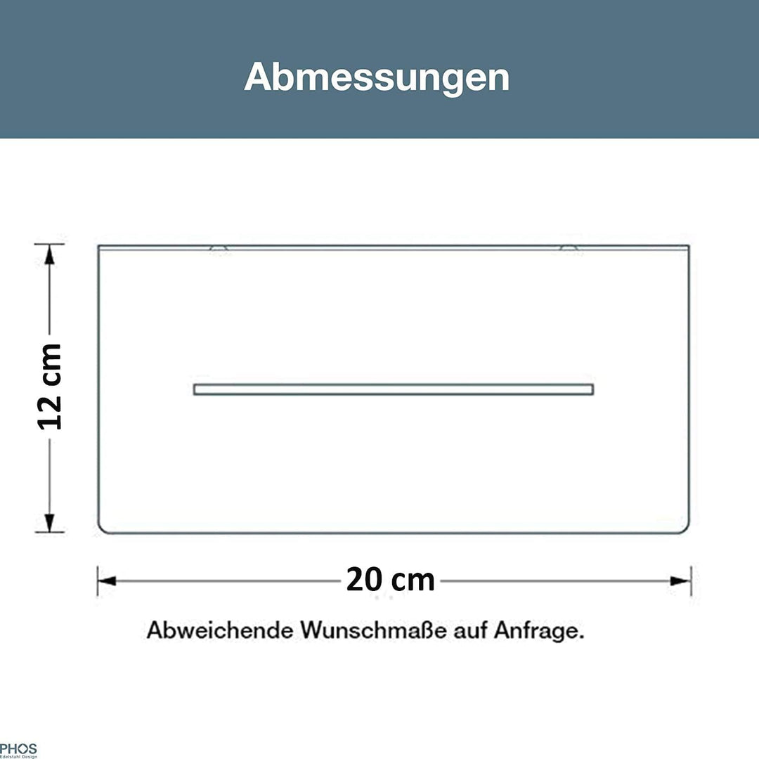 PHOS Design, DA200, 20 cm breite Duschablage, Edelstahl gebürstet, sichere Verschraubung, Badablage,