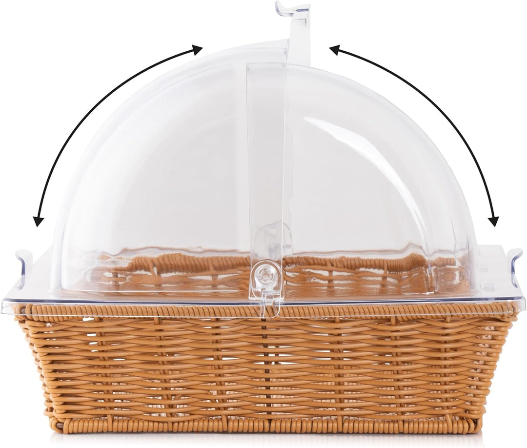 Mahlzeit Rattan Brotkorb mit Deckel | 53,5 x 33 x 25 cm | Brotkasten mit Sichtfenster, Brotkästchen