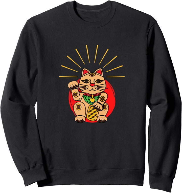 Winkende Katze Japan Glückskatze Kawaii Neko Sweatshirt